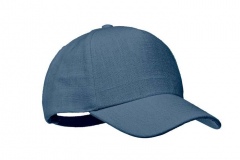 Eco-friendly hemp baseball caps in blue